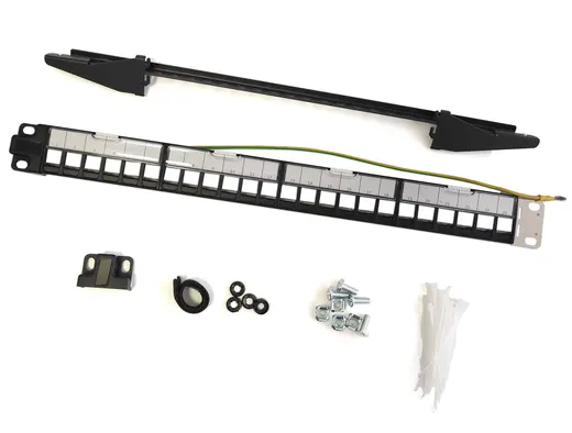 BEEK BN-PP-M24S-LB Modüler Boş Patch Panel, Zırhlı, 24-port, 1U, Rack Montaj için Uygun, Etiketleme Alanı Mevcut alternatif görünüm