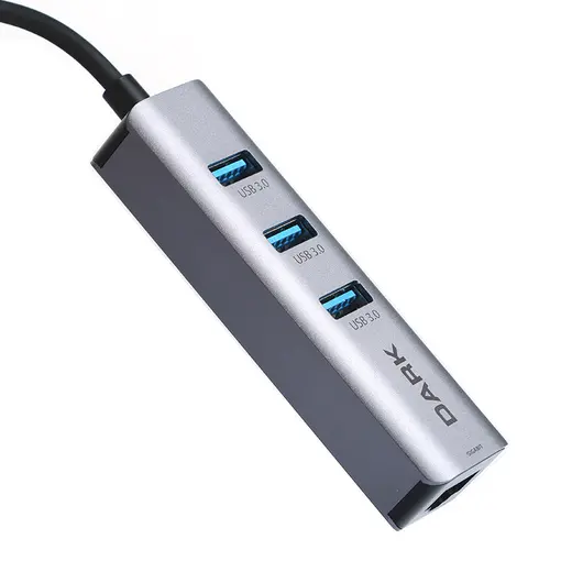 DARK DK-AC-USB332GL USB3.0 TO 3 PORT USB3.0 RJ45 HUB GRI görseli 3