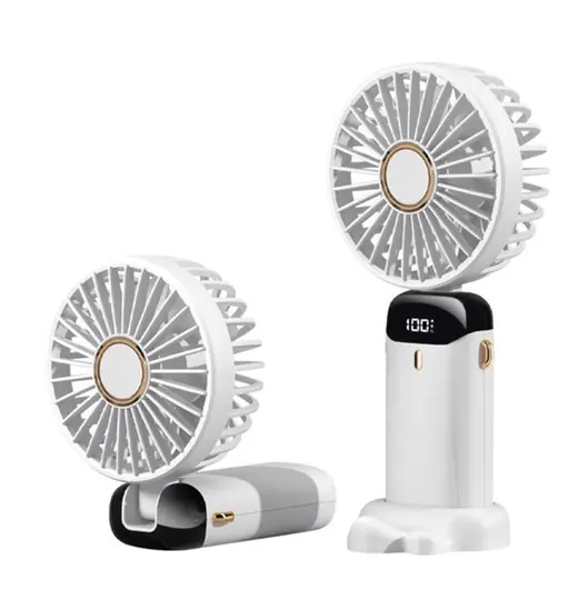 Feny FN-F30 Beyaz Kademeli Ultra Sessiz Led Göstergeli Katlanabilir Şarjlı 1200Mah Mini El Fanı