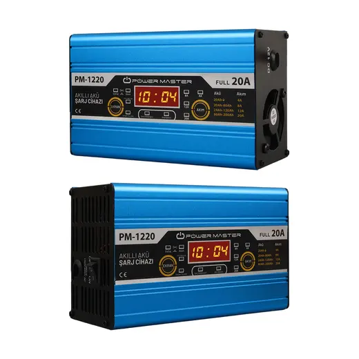 POWERMASTER PM-1220 12 VOLT MAX 20 AMPER LCD EKRANLI KURU - ASİT - JEL AKÜ ŞARJ CİHAZI alternatif görünüm
