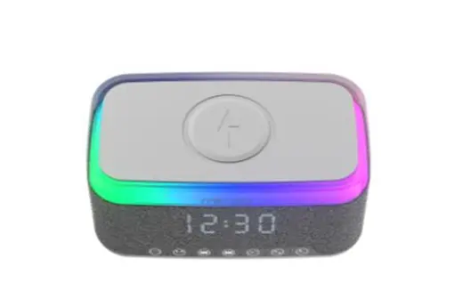 Mikado MD-W10 1200mAh 10W Gri BT, USB, Kablosuz Şarjlı RGB-Alarmlı Saat Speaker alternatif görünüm