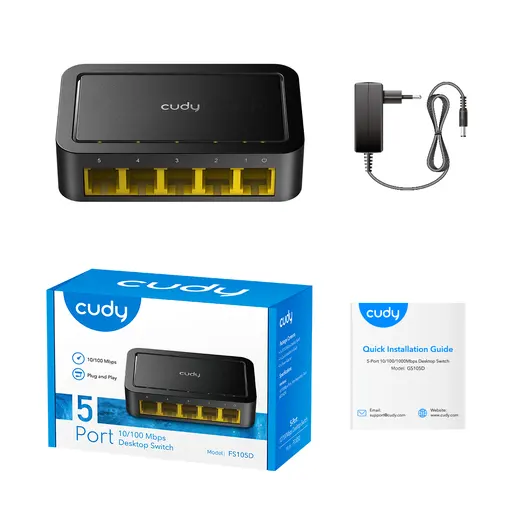 CUDY 5port 10/100 Yönetilemez Switch FS105D görseli 3