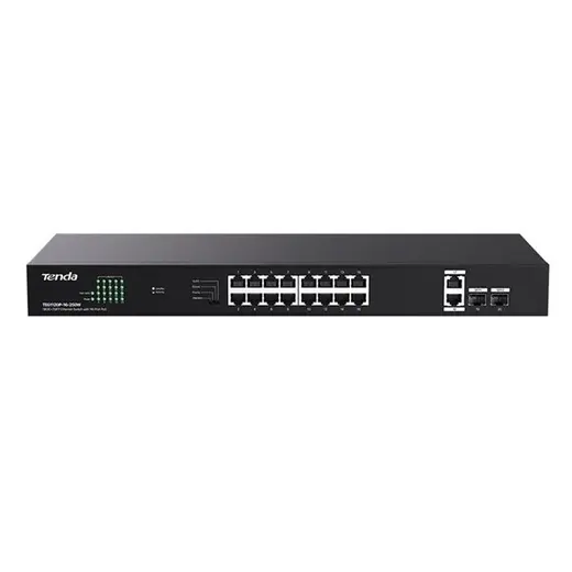 TENDA 16port PoE 250w 2-SFP 2-Uplink Gigabit Yönetilemez Switch TEG1120P-16-250W görseli 3