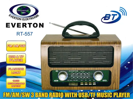 Everton Rt-557 Bluetooth Fm-Usb-Tf-Aux Şarjlı Nostaljik Radyo