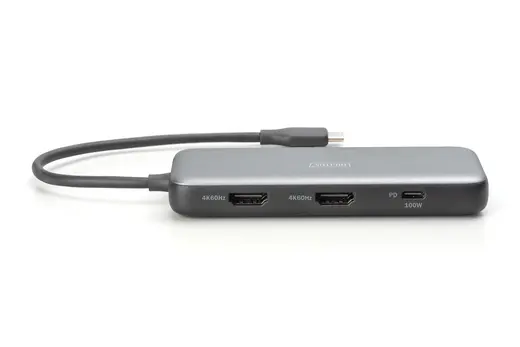 DIGITUS DA-70915 8-port USB-C Docking Station 2 x HDMI 3 x USB 3.0 1 x RJ45 1 x SD 1 x MicroSD 1 x USB-C PD görseli 3