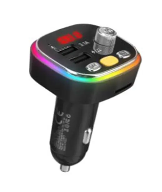S-link SL-BT306 Çift USB 5V 3.1A Rainbow Işıklı Led Ekran TF Kartlı V5.0 Bluetooth Fm Transmitter alternatif görünüm