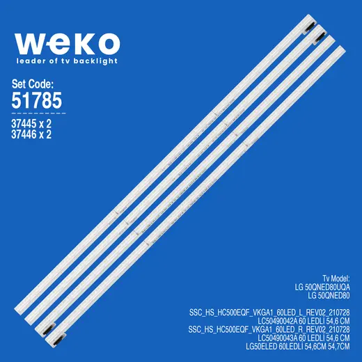 WKSET-6785 37445X2 37446X2 SSC_Y22_75QNED80_BOE_66LED_A/B 4 ADET LED BAR (66LED) BLUE