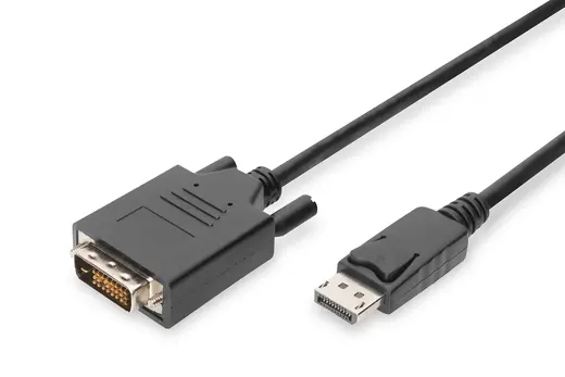 DIGITUS AK-340301-010-S Display Port Adaptör Kablosu, DP Erkek - DVI (24 +1) Erkek, 1 metre, kilit mekanizmalı, DP 1.1a