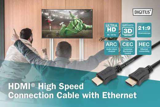 DIGITUS AK-330107-030-S HDMI High Speed with Ethernet Bağlantı Kablosu (HDMI 1.4), 2160p, 4K Ultra HD, 3D görseli 6