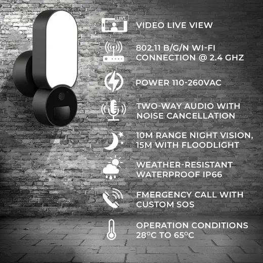 OPAX-60120 PROJEKTÖRLÜ WiFi KAMERA / ALARM / KARŞILIKLI KONUŞMA / HAREKET SENSÖRÜ / SD KART DESTEĞİ görseli 7