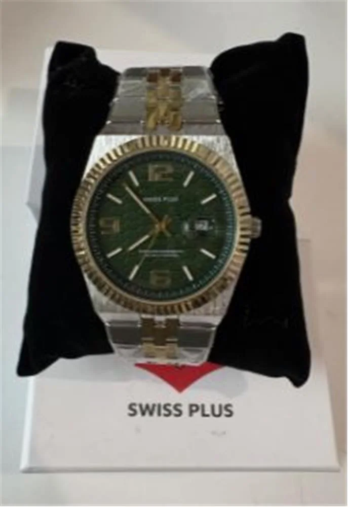 Swiss Plus Man Watch Premium Seri Model-3 ST3450AGS Green-Gold(Kol Saati)