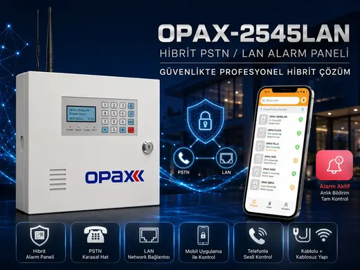 OPAX-2545LAN BGR-09 Kablosuz Sirenli Akülü LAN/PSTN Kablolu/Kablosuz Ev ve İşyeri Alarm Seti görseli 8
