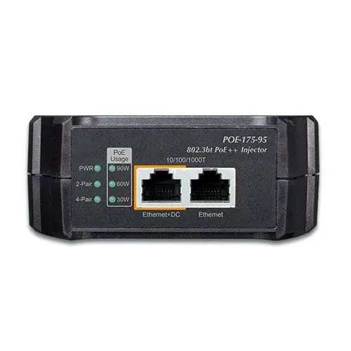 PLANET PL-POE-175-95 1-Port 10/100/1000Mbps 802.3bt PoE Injector 95 Watt Dahili AC Güç Kaynağı 0-50 derece alternatif görünüm