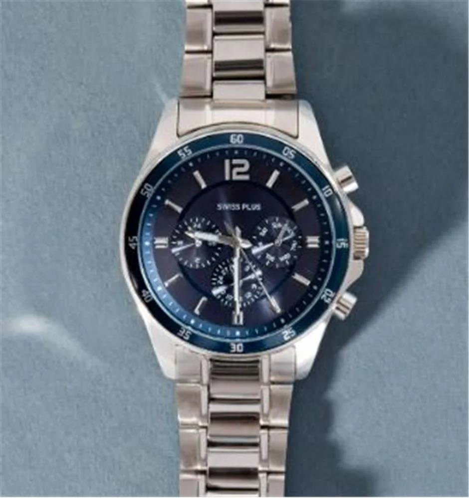 Swiss Plus Man Watch Basic Seri Model-8 ST3516AGS Lüx Blue-Silver(Kol Saati)
