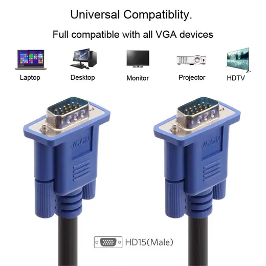 Vcom CG341AD-5.0 Mavi Konnektör Siyah 5MT Vga M-Vga M Kablo alternatif görünüm