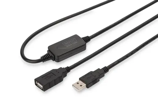 DIGITUS DA-73101 USB 2.0 Repeater / Uzatma Kablosu, USB A erkek / A dişi, 15 metre