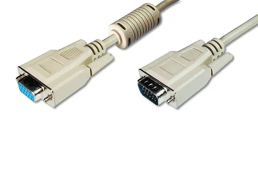 DIGITUS AK-310200-018-E VGA Monitör Uzatma Kablosu, DSUB 15 erkek DSUB 15 dişi, 3CF7C, AWG 28/30, 1.8 metre, bej renk
