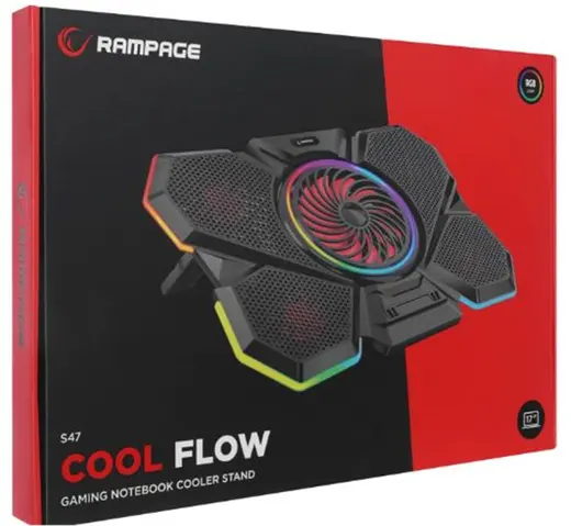 Rampage S47 COOLFLOW 5 Adet Kırmızı Led Fan 1 Usb 7 Kademe 17.3 Notebook Soğutucu Stand alternatif görünüm