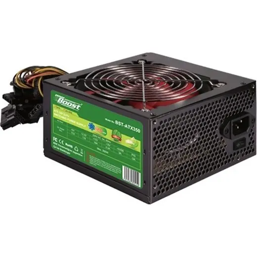 PowerBoost BST-ATX350R 350w, PPFC 12cm Kırmızı Fanlı ATX PSU (Retail Box) alternatif görünüm