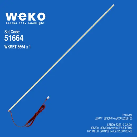 WKSET-6664 JS-LB-S-JP32E9/E8-145A20A 70 LEDLİ 40 CM 3V 1 ADET LED BAR (70LED)