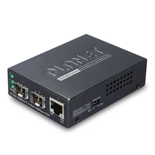 PLANET PL-GT-1205A 10/100/1000Base-T to Dual 1000Base-X SFP Media Converter
