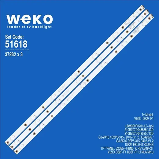 WKSET-6618 37282X3 GJ-2K16 D2P5-315 D407-V1.2 3 ADET LED BAR