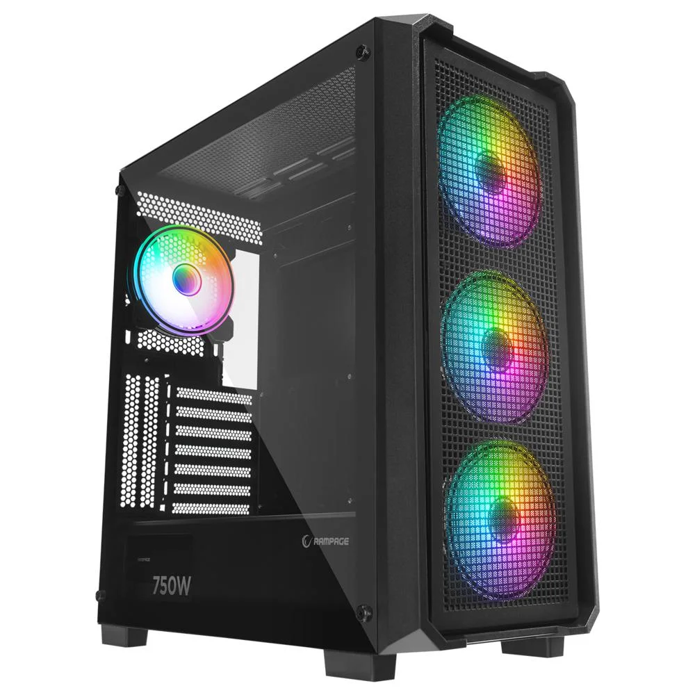 Rampage X-CHAIN Temper Camlı 750W(Peak) 80Plus Bronze 4 Adet RGB Fanlı Kasa