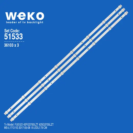 WKSET-6533 36103X3 MS-L1713 V2 SJ.CX.D4200402-3030CS-M 3 ADET LED BAR
