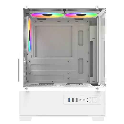 POWERBOOST 500W PB-M5001W 3-Rainbow Fanlı Gaming Micro-Tower PC Kasası Beyaz görseli 2
