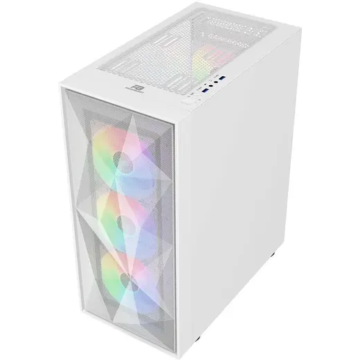 POWERBOOST PB-P3509BW 4-ARGB Fanlı Gaming Mid-Tower PC Kasası Beyaz görseli 3