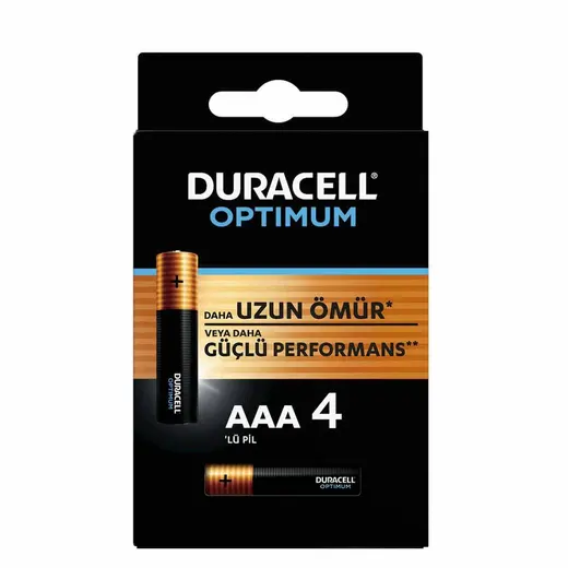 DURACELL OPTIMUM MX2400 1.5 VOLT ALKALİN AAA İNCE KALEM PİL (4LÜ PAKET) görseli 3