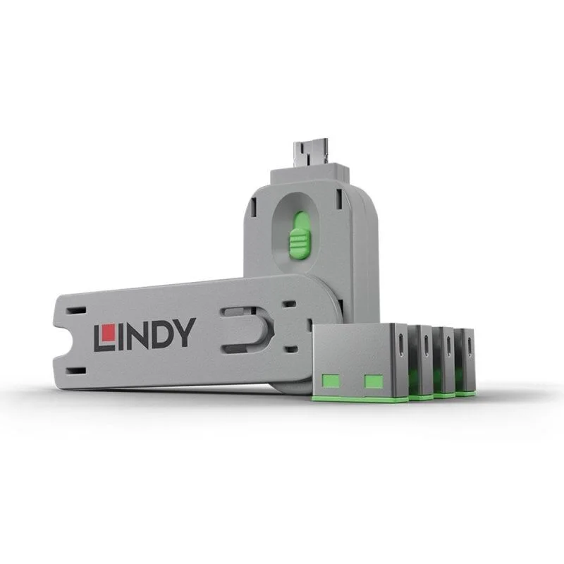 LINDY LIN-40451 USB Port Blocker - Pack of 4 Colour Code: Green