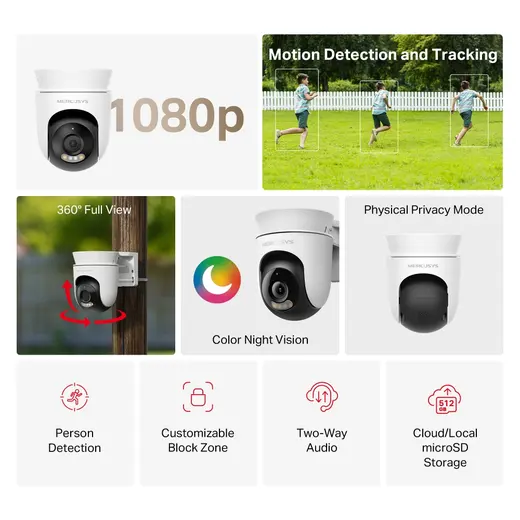 MERCUSYS 2MP PTZ Speed Dome 4MM Kablosuz Pan-Tilt IP Kamera MC500 görseli 8