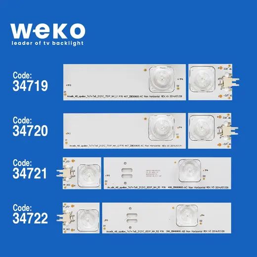 WKSET-5039 34719X4 34720X3 34721X4 34722X3 ARCELİK_48_APOLLON_7X7+7X6_2121C 14 ADET LED BAR alternatif görünüm