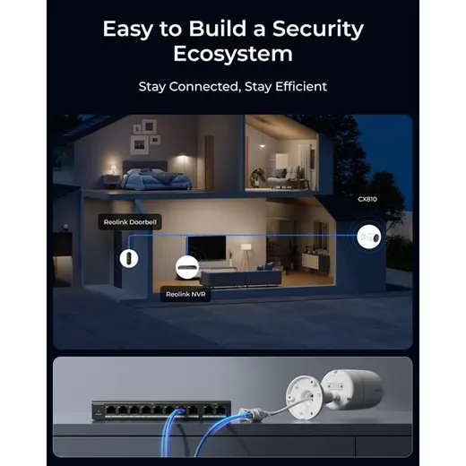 REOLINK 8MP Bullet 4mm Full Color IP Kamera PoE IP67 CX810 görseli 4