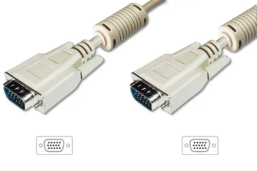 DIGITUS AK-310103-018-E VGA Monitör Kablosu, DSUB 15 erkek DSUB 15 erkek, 1.80 metre, CU, 3Coax/7C, AWG28