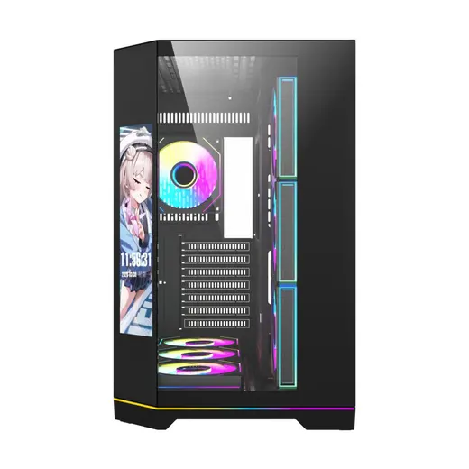 AIGO FT418 Ultra Siyah 7x L17 ARGB Fanlı 850W 80+ Bronze Gen5 LCD Mid Tower Kasa görseli 3