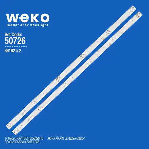WKSET-5726 36162X2 CC02320D562V04 320E9 2X6 2 ADET LED BAR 6V