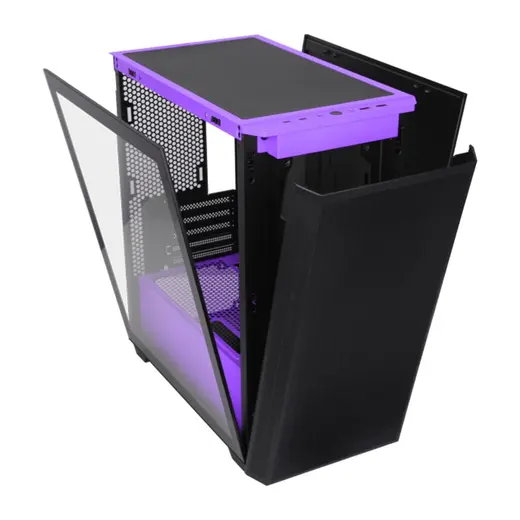 POWERBOOST PB-P2252BP 4-ARGB Fanlı Gaming Mid-Tower PC Kasası Mor-Siyah görseli 1