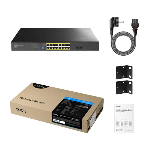 CUDY 16port PoE 200w 2-SFP Gigabit Watchdog Switch GS1020PS2 görseli 1