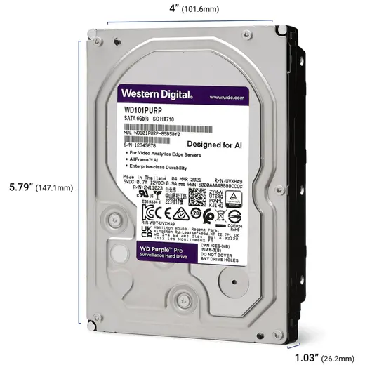 WD PURPLE PRO 3,5 12TB 256MB 7200RPM WD122PURP alternatif görünüm
