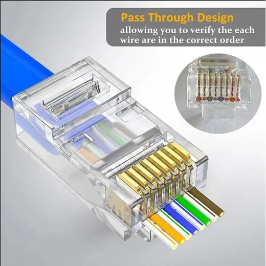 100 ADET EZ PLUG AÇIK UÇLU CAT 6 RJ45 NETWORK KONNEKTÖR CAT6 UTP görseli 3