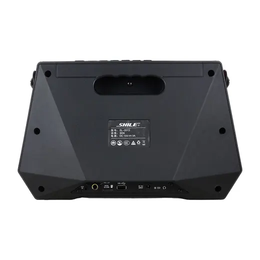 SHILE SL-2013 İKİ EL MİKROFONLU KUMANDALI USB+SD+BT SEYYAR PORTATİF HOPARLÖR görseli 3