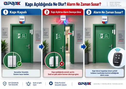 OPAX HY-6107-MC31 Kablolu Acil Çıkış Kapısı Alarm Sistemi Seti görseli 3