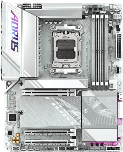 GIGABYTE X870E-A ELITE WIFI7 ICE DDR5 HDMI-DP TYPEC PCIE 5.0 AM5 ATX BEYAZ görseli 4
