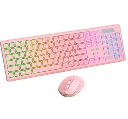 Everest KM-319BT Pembe 2.4G+BT1+BT2 Çoklu Cihaz Bağlantılı Q Set Kablosuz Klavye + Mouse alternatif görünüm
