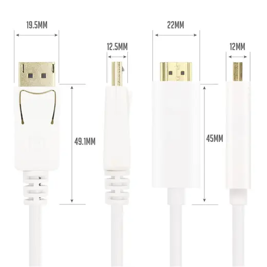 Vcom CG605L-5.0 Beyaz 5.0MT Display Port Erkek To Hdmi Erkek Kablo alternatif görünüm