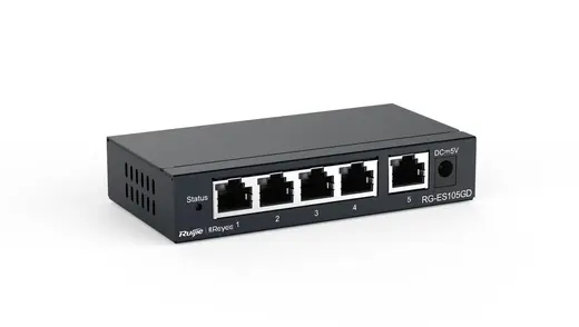 Ruijie-Reyee RG-ES105GD 5 Port 10-100-1000 Mbps Gbit Yönetilemez Switch Çelik Kasa alternatif görünüm