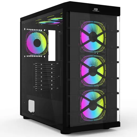 POWERBOOST PB-GR222BB 7-RGB Fanlı Gaming Mid-Tower PC Kasası görseli 3