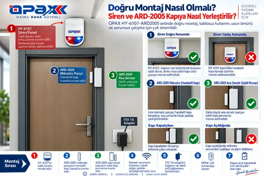 OPAX HY-6107-ARD2005 Kablosuz Acil Çıkış Kapısı Alarm Sistemi Seti görseli 5